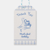 One Silly Goose Blue Hand Drawn 1st Boy Birthday Geschenkanhänger (Vorderseite)