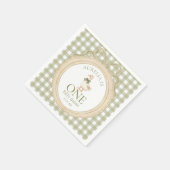 One Silly Goose Bow Gingham 1st Birthday Napkin Serviette (Ecke)