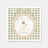 One Silly Goose Bow Gingham 1st Birthday Napkin Serviette (Vorderseite)