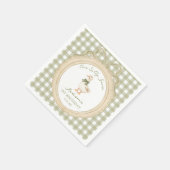One Silly Goose Bow Gingham 1st Birthday Napkin Serviette (Ecke)