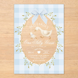 One Silly Goose Boy 1st BIrthday Gingham Whimsical Acryleinladungen