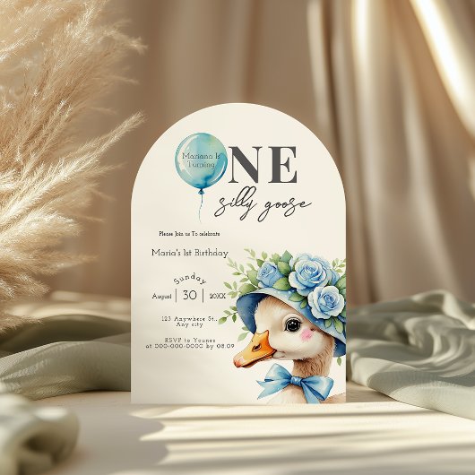 One Silly Goose Boy 1st Birthday  Invitation Einladung