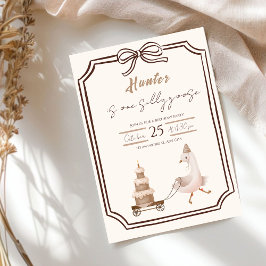 One Silly Goose Boy Birthday Invitation  Einladung