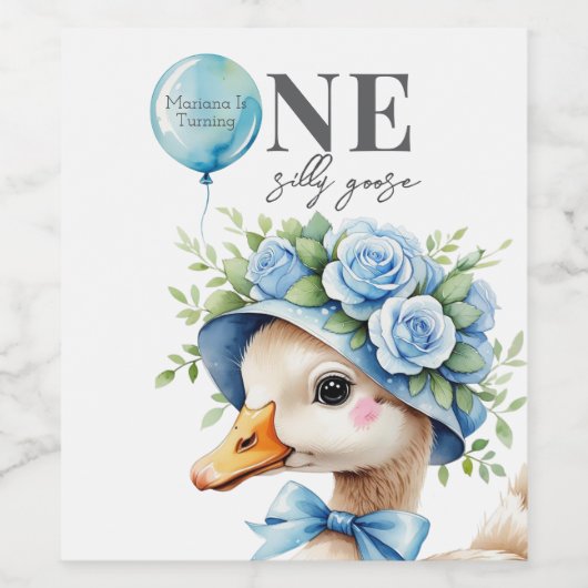 One Silly Goose Boy Birthday Weinetikett (Einzelnes Label)