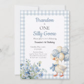 One Silly Goose Boy's First Birthday Einladung (Vorderseite)