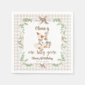 One Silly Goose Brown Bow 1st Birthday Serviette (Vorderseite)