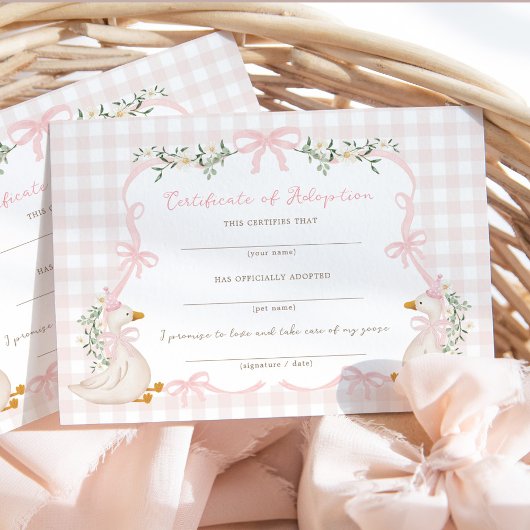 One Silly Goose: Certificate of Adoption Card Einladung