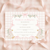 One Silly Goose: Certificate of Adoption Card Einladung