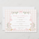 One Silly Goose: Certificate of Adoption Card Einladung (Vorderseite)