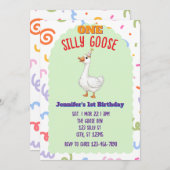 ONE Silly Goose, Colorful 1st Birthday Einladung (Vorne/Hinten)