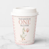 One Silly Goose Cute First Birthday Girl Pappbecher (Rückseite)