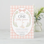 One Silly Goose First Birthday Invitation, Editabl Einladung (Stehend Vorderseite)