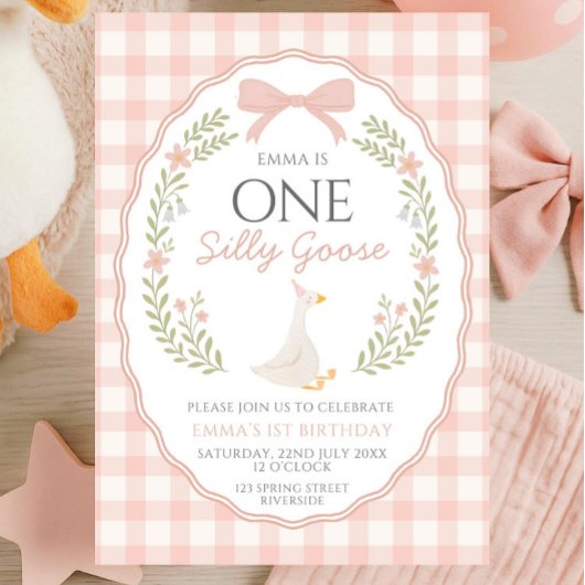 One Silly Goose First Birthday Invitation, Editabl Einladung