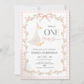 One Silly Goose First Birthday Invitation, Elegant Einladung (Vorderseite)