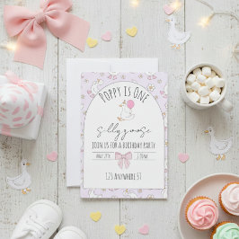 one silly goose first birthday invite einladung