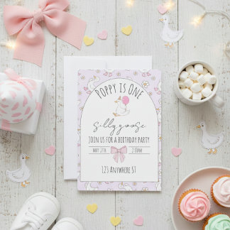 one silly goose first birthday invite einladung