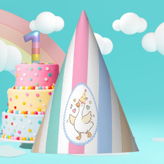 One Silly Goose First Birthday Pastel Watercolor Partyhütchen