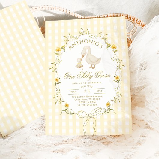 One Silly Goose Gender neutral  1st Birthday Einladung