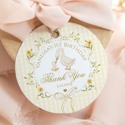 One Silly Goose Gender neutral Gingham Thank you Geschenkanhänger