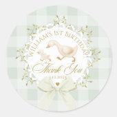 One Silly Goose Gender neutral Sage Birthday Runder Aufkleber (Vorderseite)