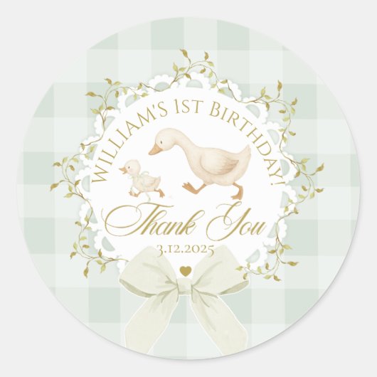 One Silly Goose Gender neutral Sage Birthday Runder Aufkleber (Vorderseite)