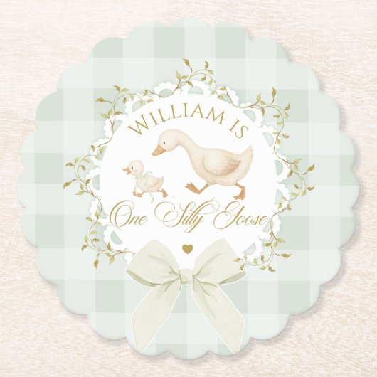 One Silly Goose Gender neutral Sage Birthday Untersetzer (Vorderseite)