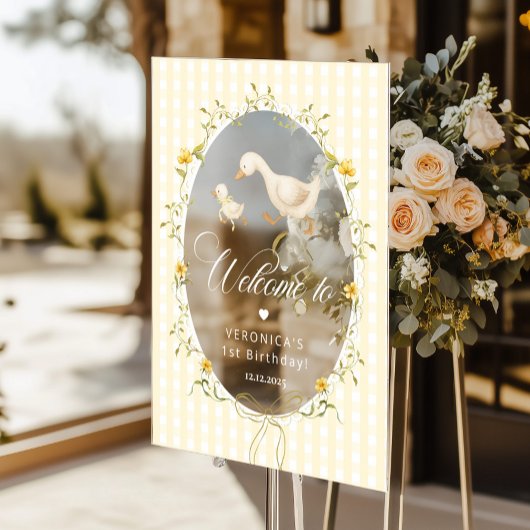 One Silly Goose Gingham 1st Birthday Welcome Acrylschild