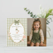 One Silly Goose Gingham Birthday Photo Dankeskarte (Stehend Vorderseite)