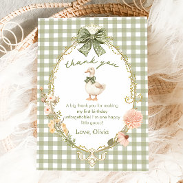 One Silly Goose Gingham Birthday Thank You Card Dankeskarte