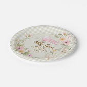 One Silly Goose Gingham Pink Flora Birthday Party  Pappteller (Schrägansicht)