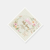 One Silly Goose Gingham Pink Flora Birthday Party Serviette (Ecke)