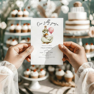 One Silly Goose Girl 1st Birthday  Einladung