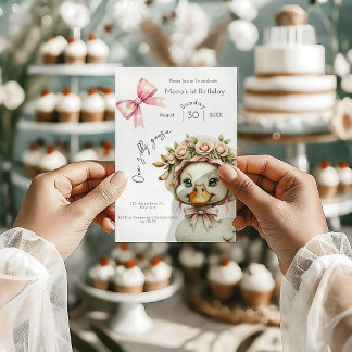 One Silly Goose Girl 1st Birthday  Invitation Einladung