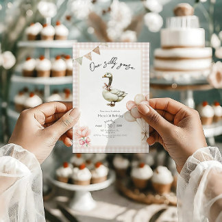One Silly Goose Girl 1st Birthday  Invitation Einladung