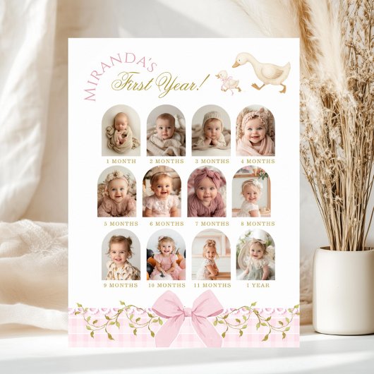 One Silly Goose Girl 1st Birthday Photo Milestone Poster