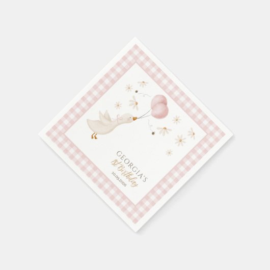 One Silly Goose Girls 1st Birthday Party Decor Serviette (Ecke)