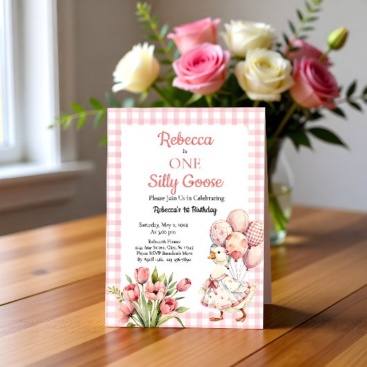 One Silly Goose Girl's First Birthday Einladung