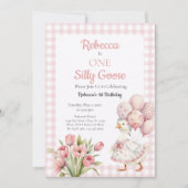 One Silly Goose Girl's First Birthday Einladung (Vorderseite)