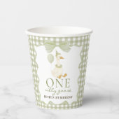  One Silly Goose Green 1st Birthday Paper Cups Pappbecher (Vorderseite)