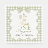 One Silly Goose Green 1st Birthday Paper Napkin Serviette (Vorderseite)