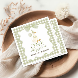 One Silly Goose Green 1st Birthday Paper Napkin Serviette