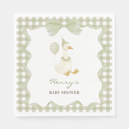 One Silly Goose Green 1st Birthday Paper Napkin Serviette (Vorderseite)
