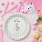 One Silly Goose Green Gingham Baby First Birthday Pappteller (Party)