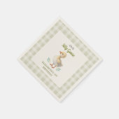 One Silly Goose Green Gingham Baby First Birthday Serviette (Ecke)