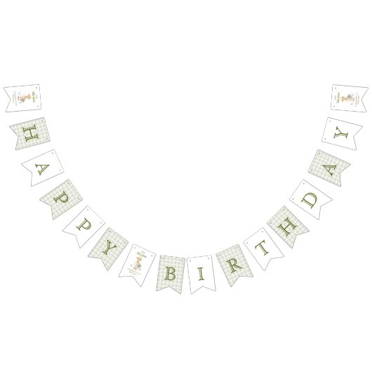 One Silly Goose Green Gingham Baby First Birthday Wimpelkette (Alle)