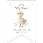 One Silly Goose Green Gingham Baby First Birthday Wimpelkette (Erste Fahne)