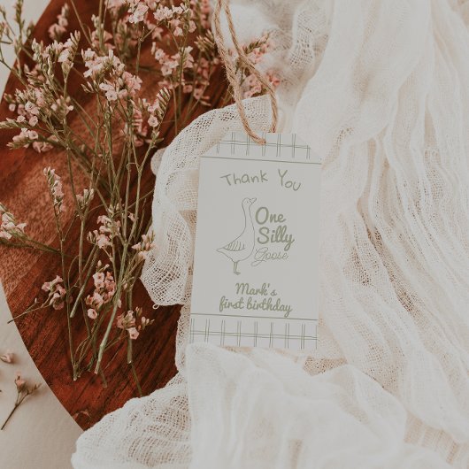 One Silly Goose Green Hand Drawn 1st Birthday  Geschenkanhänger