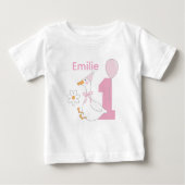 One silly Goose Personalize name First birthday Baby T-shirt (Vorderseite)