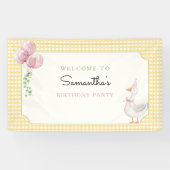 One Silly Goose Pink and Gingham Birthday Banner (Horizontal)
