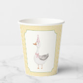 One Silly Goose Pink and Yellow Gingham Pappbecher (Vorderseite)